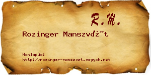 Rozinger Manszvét névjegykártya